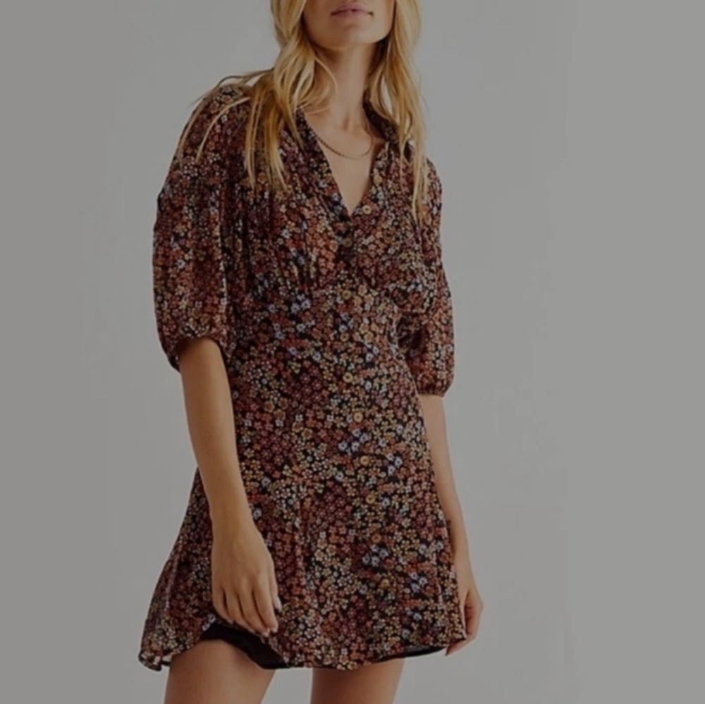 Free People Bonnie Floral Print Mini Dress Women's Size XS